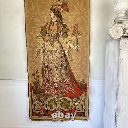 29 X 72 Antique French tapestry Jacquard weave King Louis XIV And Queen