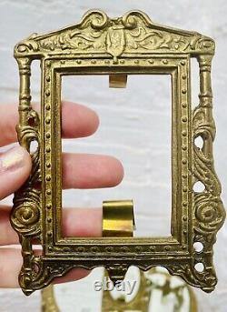 3 Antique Small Bronze Photo Picture Frames, Spanish, French, Louis, Victorian