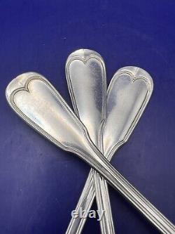 3 Heavy Antique French Silver 8 Dinner Forks, Fiddle & Thread, C 1760, 203 Gram