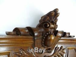 33French Antique Pediment Hand Carved Walnut Wood Crest Fronton Louis XVI Style