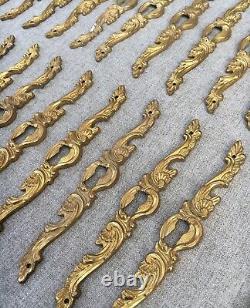 36 french antique furniture ornaments lot Mid-1900's brass Louis XV style
