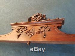 39 Antique French, Walnut Pediment, Hand Carved, Style, Louis 16, Lare 19th
