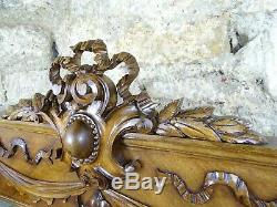 41 French Antique Pediment Crest In Walnut Wood Salvage Ribbon Louis XVI