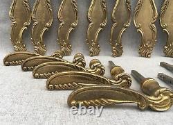 5 antique french door handles knobs sets Mid- 1900's brass Louis XV style castle