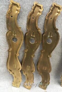 5 antique french door handles knobs sets Mid- 1900's brass Louis XV style castle