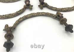 5 antique french furniture handles 19th century bronze Louis XVI signed