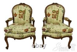 56703EC Pair SHERRILL French Louis XV Carved Frame Open Armchairs