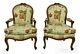 56703ec Pair Sherrill French Louis Xv Carved Frame Open Armchairs