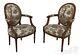 58597ec Pair French Louis Xvi New Toile Upholstered Open Armchairs