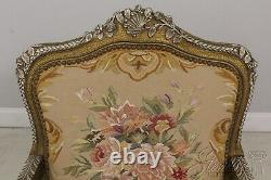58712EC Pair French Louis XV Aubusson Upholstered Armchairs