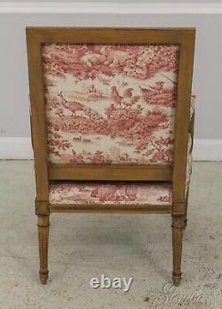 58867EC French Louis XVI Style Toile Upholstered Open Armchair