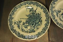 6 Antique Plates French Transferware Ironstone Set LONGWY LOUIS XVI Aesthetic