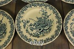 6 Antique Plates French Transferware Ironstone Set LONGWY LOUIS XVI Aesthetic