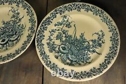 6 Antique Plates French Transferware Ironstone Set LONGWY LOUIS XVI Aesthetic