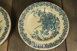 6 Antique Plates French Transferware Ironstone Set LONGWY LOUIS XVI Aesthetic