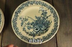 6 Antique Plates French Transferware Ironstone Set LONGWY LOUIS XVI Aesthetic