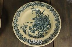 6 Antique Plates French Transferware Ironstone Set LONGWY LOUIS XVI Aesthetic