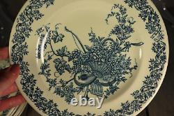 6 Antique Plates French Transferware Ironstone Set LONGWY LOUIS XVI Aesthetic