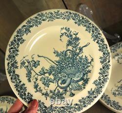 6 Antique Plates French Transferware Ironstone Set LONGWY LOUIS XVI Aesthetic