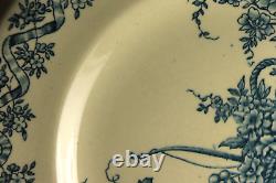 6 Antique Plates French Transferware Ironstone Set LONGWY LOUIS XVI Aesthetic