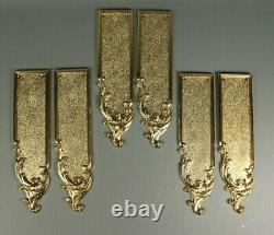 6 Antique Style LOUIS XV French Gold Brass Metal Door Finger Push Plates 3 Pairs