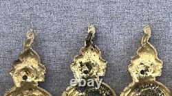 7 antique french castle door plates 19th century gilded bronze Louis XVI