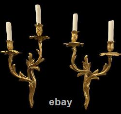 A Pair French Gilt Louis XV Style Wall Lights/Sconces