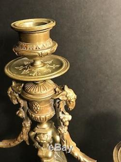 A Pair Of Antique French Louis XV Bronze Candelabras Circa 1880