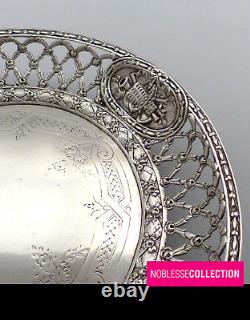 ANTIQUE 1880s FRENCH OPENWORK STERLING SILVER PEDESTAL COMPOTE SERVING TRAY