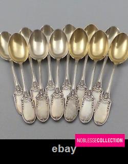 ANTIQUE 1920s FRENCH STERLING SILVER COFFEE SPOON SET LOUIS XVI