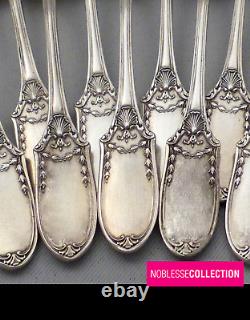 ANTIQUE 1920s FRENCH STERLING SILVER COFFEE SPOON SET LOUIS XVI