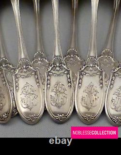 ANTIQUE 1920s FRENCH STERLING SILVER COFFEE SPOON SET LOUIS XVI