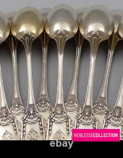 ANTIQUE 1920s FRENCH STERLING SILVER COFFEE SPOON SET LOUIS XVI