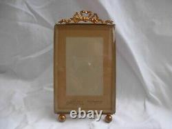 ANTIQUE FRENCH BRASS BEVELED GLASS PHOTO FRAME, LOUIS XVI STYLE, LATE 19th
