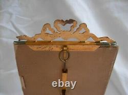 ANTIQUE FRENCH BRASS BEVELED GLASS PHOTO FRAME, LOUIS XVI STYLE, LATE 19th