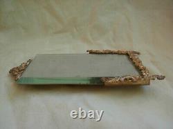 ANTIQUE FRENCH BRONZE BRASS BEVELED GLASS PHOTO FRAME, LOUIS 15 STYLE, LATE 19th