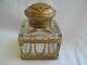 Antique French Gilt Brass Glass Inkwell, Louis 16 Style, 19th Century