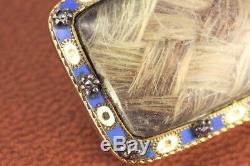 ANTIQUE FRENCH LOUIS XVI 14K GOLD ENAMEL DIAMOND LOCKET BROOCH c1770