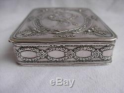 ANTIQUE FRENCH SOLID SILVER BOX, LOUIS 16 STYLE, LATE 19th CENTURY