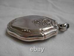 ANTIQUE FRENCH SOLID SILVER MIRROR PENDANT, LOUIS 15 STYLE, LATE 19th CENTURY