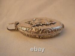 ANTIQUE FRENCH SOLID SILVER MIRROR PENDANT, LOUIS 15 STYLE, LATE 19th CENTURY