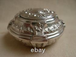 ANTIQUE FRENCH SOLID SILVER PILL, LOUIS 15 STYLE, LATE 19th CENTURY