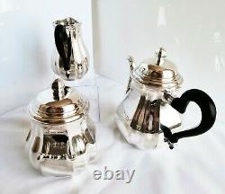 ANTIQUE FRENCH STERLING SILVER 3 Pcs TEA SET TEAPOT SUGAR BOWL LOUIS XIV 41,69oz