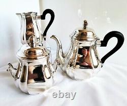 ANTIQUE FRENCH STERLING SILVER 3 Pcs TEA SET TEAPOT SUGAR BOWL LOUIS XIV 41,69oz