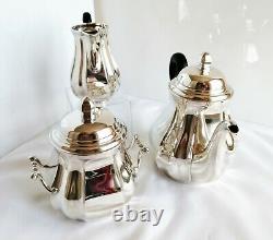 ANTIQUE FRENCH STERLING SILVER 3 Pcs TEA SET TEAPOT SUGAR BOWL LOUIS XIV 41,69oz