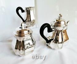 ANTIQUE FRENCH STERLING SILVER 3 Pcs TEA SET TEAPOT SUGAR BOWL LOUIS XIV 41,69oz