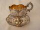 Antique French Sterling Silver Chocolat Cup & Saucer, Louis 15 Style, 19th Century