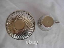 ANTIQUE FRENCH STERLING SILVER COFFEE CUP AND SAUCER, LOUIS 15 STYLE, LATE 19th