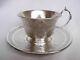 Antique French Sterling Silver Coffee Cup And Saucer, Louis 16 Style, Late 19th