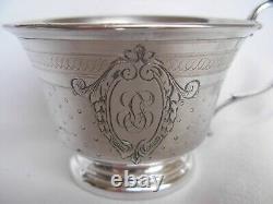 ANTIQUE FRENCH STERLING SILVER COFFEE CUP AND SAUCER, LOUIS 16 STYLE, LATE 19th